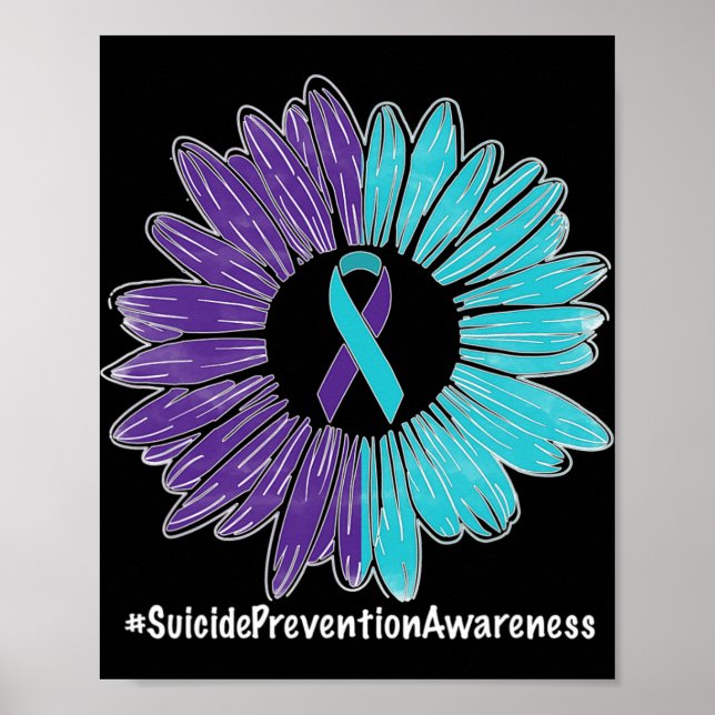 Sonnenblumen Ribbon Suizidprävention Bewusstsein Poster (Vorne)