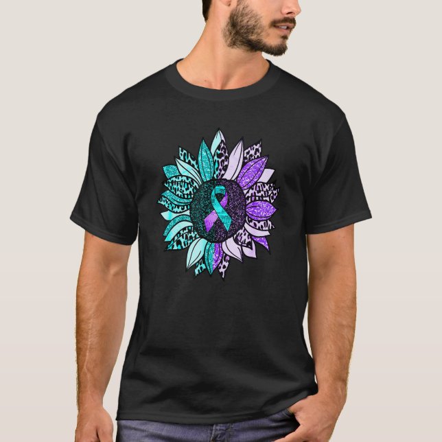Sonnenblumen Ribbon Suizidprävention Bewusstsein T-Shirt (Vorderseite)