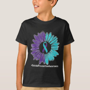 Sonnenblumen Ribbon Suizidprävention Bewusstsein T-Shirt