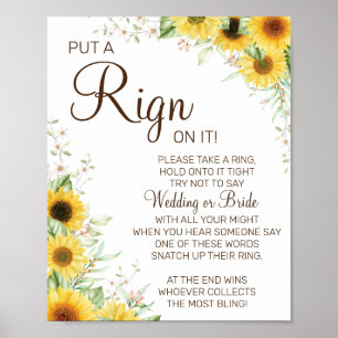 Sonnenblumen-Ring-Tragen-Hochzeitsdusche-Spielschi Poster
