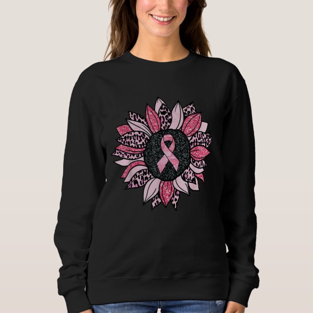 Sonnenblumen Rosa Brustkrebs Bewusstsein Frauen Sweatshirt (Vorderseite)