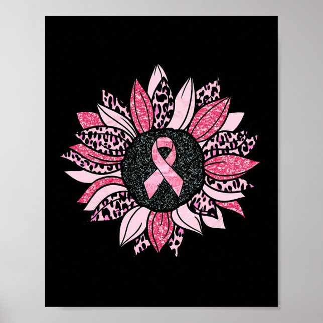 Sonnenblumen Rosa Brustkrebs Bewusstsein Frauen Wa Poster (Vorne)