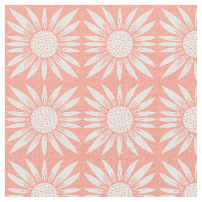 Sonnenblumen Rosa Ziegel Muster Stoff (Nahaufnahme)