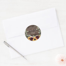 Sonnenblumen Rose Barn Wood Wedding Umschlag Aufkl Runder Aufkleber