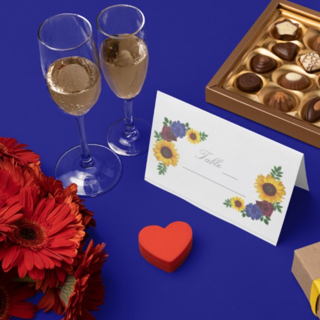 Sonnenblumen Rose Blumenblume Hochzeit Platzkarte (Von Creator hochgeladen)