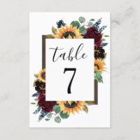 Sonnenblumen-Rose Burgundy Navy Hochzeitsszene Tis