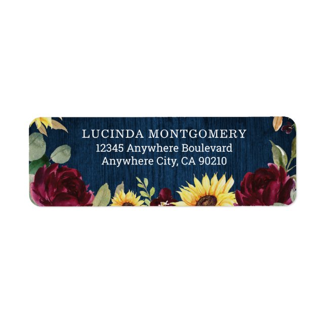 Sonnenblumen Rose Burgundy Red und Navy Blue Weddi (Vorne)