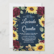 Sonnenblumen Rose Burgundy Red und Navy Blue Weddi