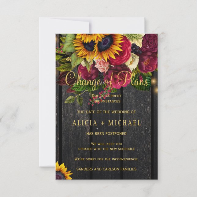 Sonnenblumen Rose FOTO Hochzeitswechsel Save The Date (Vorderseite)