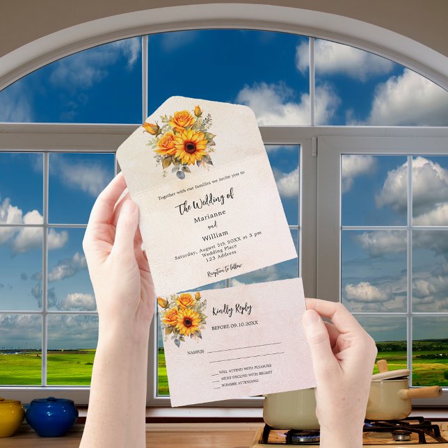 Sonnenblumen Rose Gold Hochzeit Einladung UAWG (Von Creator hochgeladen)