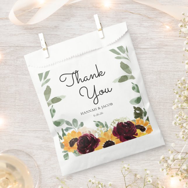 Sonnenblumen Rose Grüne Hochzeitsveranstaltung Vie Geschenktütchen (Ausgeschnitten)