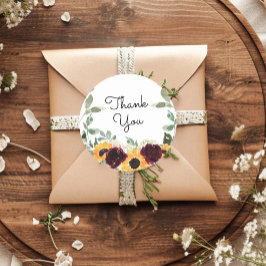 Sonnenblumen Rose Grüne Vielen Dank Runder Aufkleber