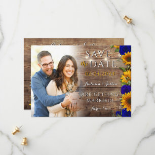 Sonnenblumen Rose Land Rustikales Foto Save the Da Date