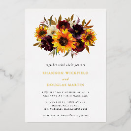 Sonnenblumen Rose Lila Rustikale Hochzeit im Herbs Folieneinladung