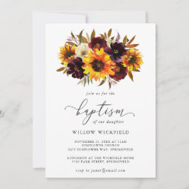 Sonnenblumen Rose Roter Lila Rustikaler Fall Taufe Einladung