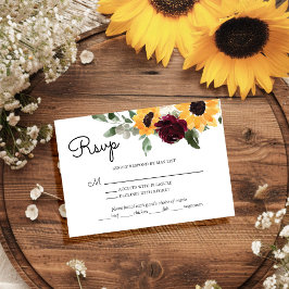 Sonnenblumen Rose Rustikale Hochzeit mit Speisen R RSVP Karte