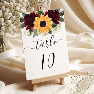 Sonnenblumen Rose Rustikale Hochzeit Tischnummer