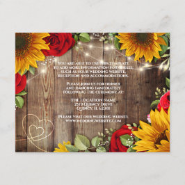 Sonnenblumen & Rose Rustikale Hochzeitskarte Einladung