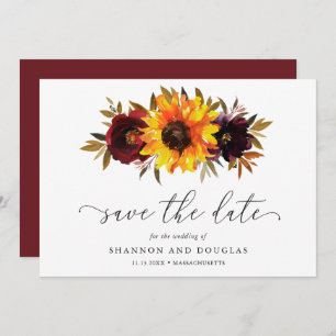 Sonnenblumen Rose Rustikaler Fall Blumen Elegante  Save The Date