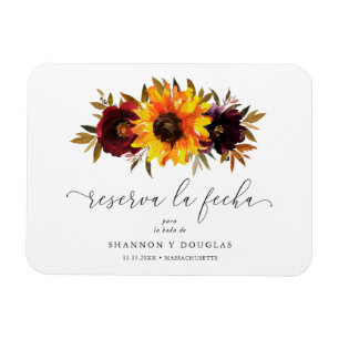 Sonnenblumen Rose Rustikaler Fall Save the Date Sp Magnet