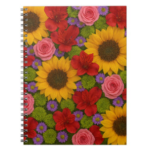 Sonnenblumen Rose Spiralgeschirr Foto Notebook Notizblock