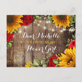 Sonnenblumen & Rose werden Sie meine Blume GIrl Ankündigungspostkarte
