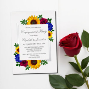 Sonnenblumen-Rosen-Blumen-Verlobungsfeier Folieneinladung