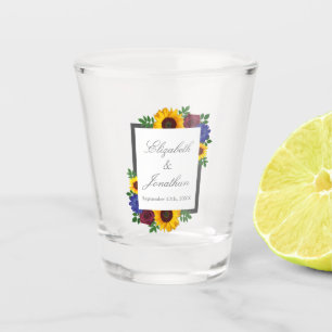 Sonnenblumen-Rosen-Blumenhochzeit Schnapsglas
