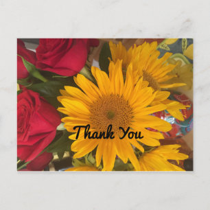 Sonnenblumen & Rosen Dankeskarten-Postkarte Postkarte