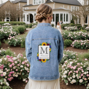 Sonnenblumen-Rosen-Hochzeit Jeansjacke