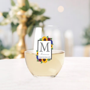 Sonnenblumen-Rosen-Hochzeit Weinglas Ohne Stiel