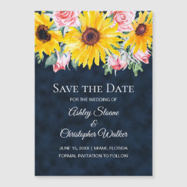 Sonnenblumen Rosenrosen Navy Blue Hochzeit Rett Da Magnetkarte