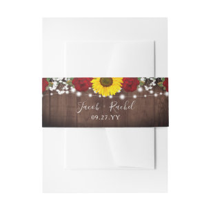 Sonnenblumen Rote Rosen Mason Jar Lights Hochzeit Einladungsbanderole
