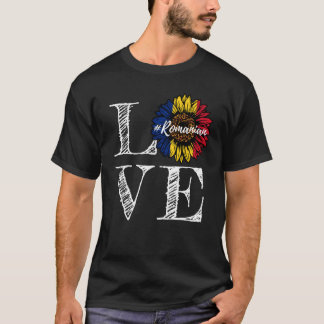 Sonnenblumen Rumänien Liebe Rumänische Flagge T-Shirt