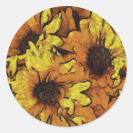 Sonnenblumen Runder Aufkleber
