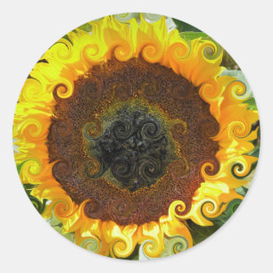 SONNENBLUMEN RUNDER AUFKLEBER
