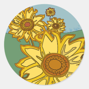 Sonnenblumen Runder Aufkleber