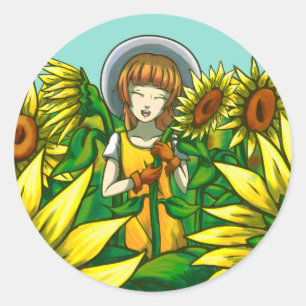 Sonnenblumen Runder Aufkleber