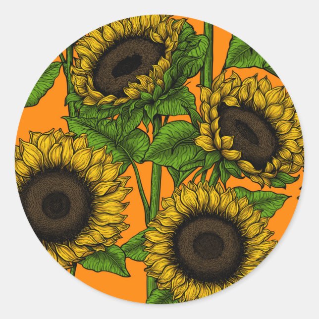 Sonnenblumen Runder Aufkleber (Vorderseite)
