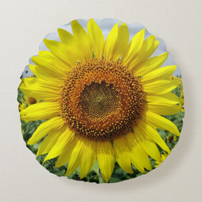 Sonnenblumen Rundes Kissen (Vorderseite)
