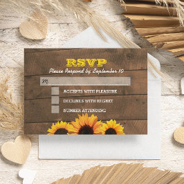 Sonnenblumen & Rustic Wood Wedding RSVP Card