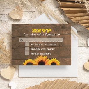 Sonnenblumen & Rustic Wood Wedding RSVP Card