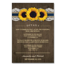 Sonnenblumen Rustikal Blauer Empfang + Hotelkarten