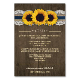 Sonnenblumen Rustikal Blauer Empfang + Hotelkarten Tischnummer