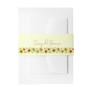 Sonnenblumen-Rustikal-gelbe Hochzeitseinladung Einladungsbanderole