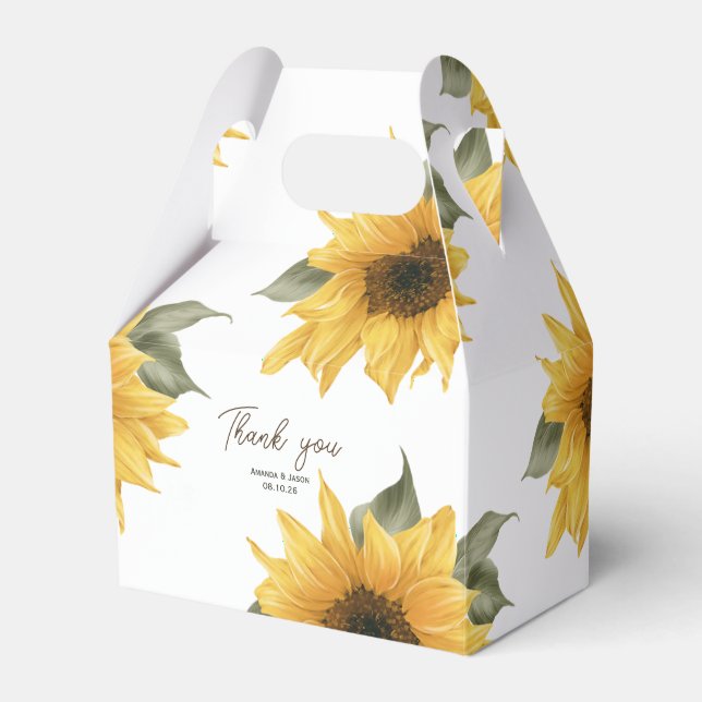 Sonnenblumen, rustikale Gastgeschenk Hochzeit Geschenkschachtel (Vorderseite)