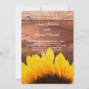Sonnenblumen-Rustikale Hochzeitseinladung Einladung