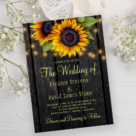 Sonnenblumen rustikale Landhausholz Hochzeit Einladung