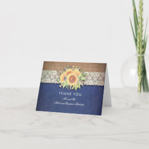 Sonnenblumen Rustikale Navy-Hochzeit Danke