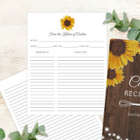 Sonnenblumen Rustikale Recipe Card Binder Beilage